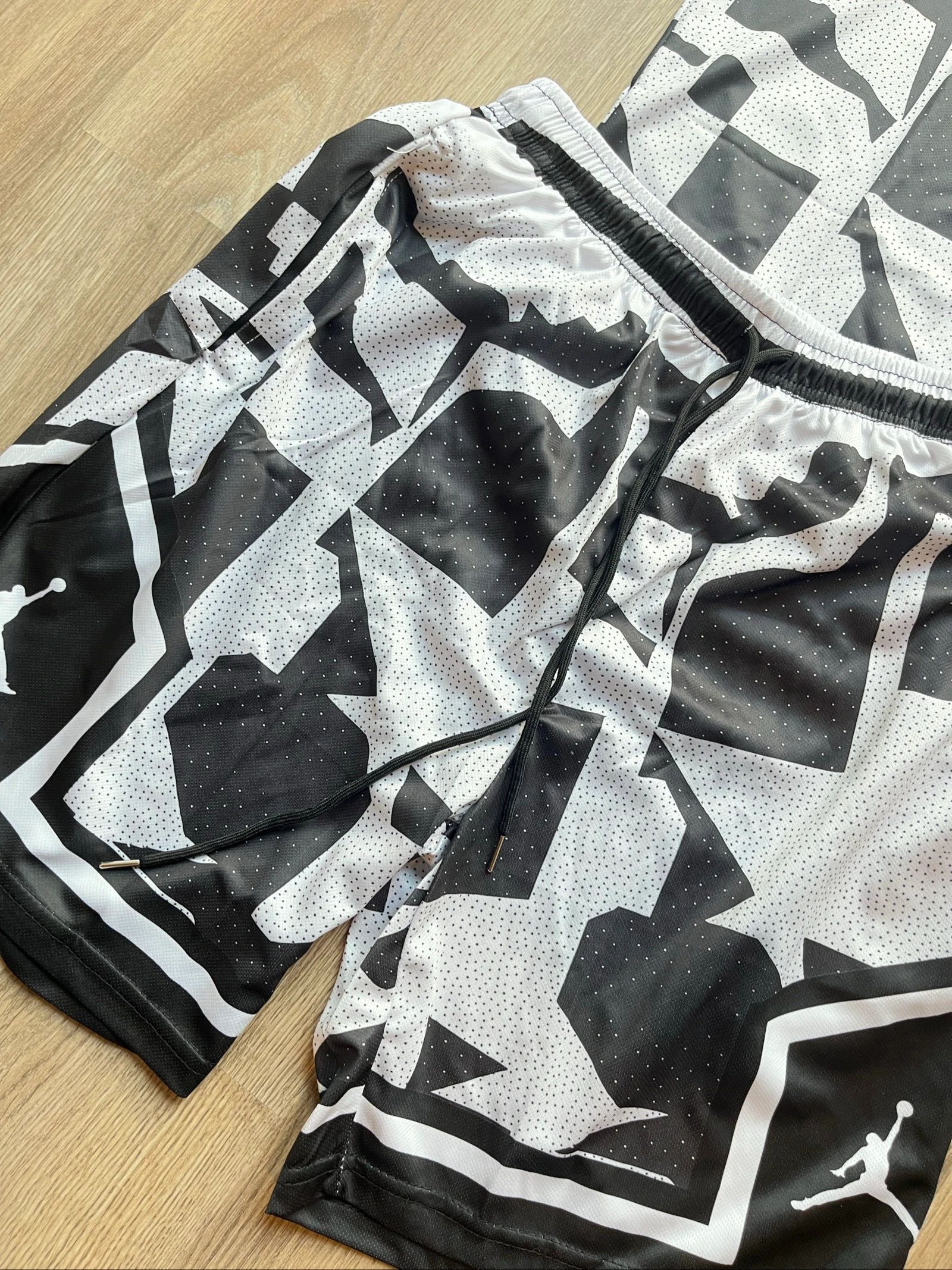 Jordan Basketball Set Black White Camo Replica Streetwear Jersey + Shorts Unisex – photo 5